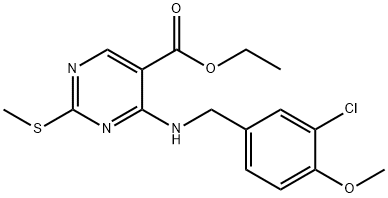 (5-pyrimidinecarbonzuur, 4-[[(3-chloor-4-methoxyfenyl)methyl]amino]-2-(methylthio)-,ethylester)