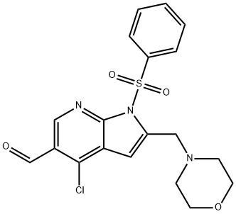 1H-pyrrolo[2,3-b]pyridine-5-carboxaldehyde, 4-chloor-2-(4-morfolinylmethyl)-1-(fenylsulfonyl)-