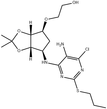 2-(((3aR,4S,6R,6aS)-6-((5-amino-6-chloor-2-(propylthio)pyrimidine-4-yl)amino)-2,2-dimethyltetrahydro-3aH-cyclopenta[ d][1,3]dioxol-4-yl)oxy)ethanol