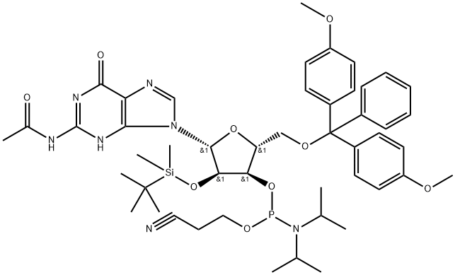 2'-O-[(tert-butyl)dimethylsilyl]-N-acetylguanosine-3'-(2-cyaanethyl-N,N-diisopropyl)fosforamidiet
