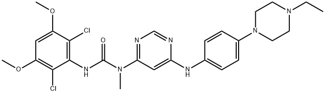 3-(2,6-Dichloor-3,5-dimethoxyfenyl)-1-[6-[[4-(4-ethylpiperazin-1-yl)fenyl]amino]pyrimidine-4-yl]-1-methylureum