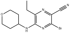 3-broom-6-ethyl-5-((tetrahydro-2H-pyran-4-yl)amino)pyrazine-2-carbonitril