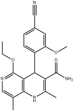 4-(4-Cyaan-2-methoxyfenyl)-5-ethoxy-2,8-dimethyl-1,4-dihydro-1,6-naftyridine-3-carboxamide