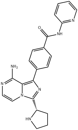4-[8-amino-3-(2S)-2-pyrrolidinylimidazo[1,5-a]pyrazin-1-yl]-N-2-pyridinylbenzamide