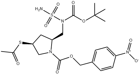 4-nitrobenzyl-(2S,4S)-4-acetylthio-2-[[N-butoxycarbonyl)amino]methyl]pyrrolidine-1-sulfamoyl-N-(tert-carboxylaat