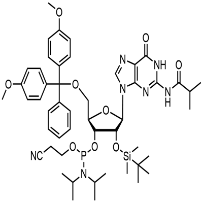 5'-O-(4,4-Dimethoxytrityl)-2'-O-[(tert-butyl)dimethylsilyl]-N-isobutyrylguanosine-3'-(2-cyaanethyl-N,N-diisopropyl)fosforamidiet