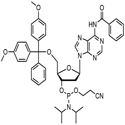 5'-O-(4,4'-dimethoxytrityl)-N6-benzoyl-2'-deoxyadenosine-3'-(2-cyaanethyl-N,N-diisopropyl)fosforamidiet