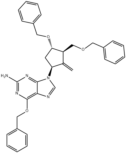 6-(Benzyloxy)-9-[(1S,3R,4S)-2-methyleen-4-(fenylmethoxy)-3-[(fenylmethoxy)methyl]cyclopentyl]-9H-purine-2-amine
