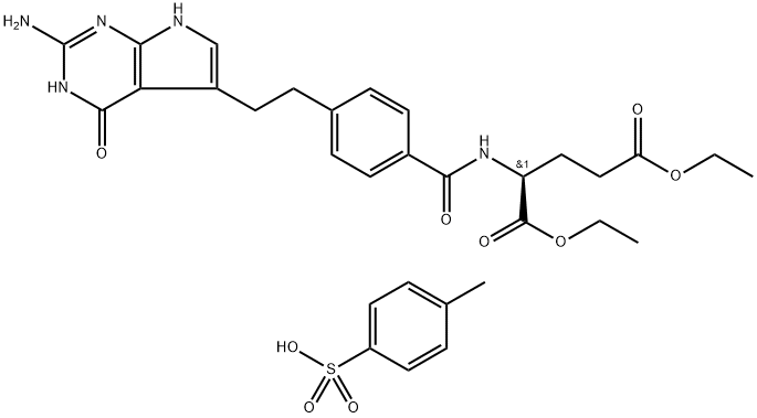 N-[4-[2-(2-Amino-4,7-dihydro-4-oxo-3H-pyrrolo[2,3-d]pyrimidine-5-yl)ethyl]benzoyl]-L-glutaminezuur 1, 5-diethylester 4-methylbenzeensulfonaat