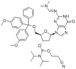 N4-(DIMETHYLAMINO)METHYLEEN)-5'-O-(DIMETHOXYTRITYL)-2'-DEOXYGUANOSINE-3'-N,N-DIISOPROPYL (CYANOETHYL) FOSFORAMIDIET
