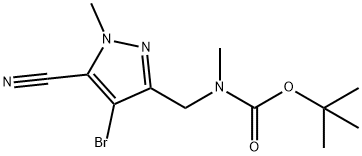 tert-butyl((4-broom-5-cyaan-1-methyl-1H-pyrazool-3-yl)methyl)(methyl)carbamaat